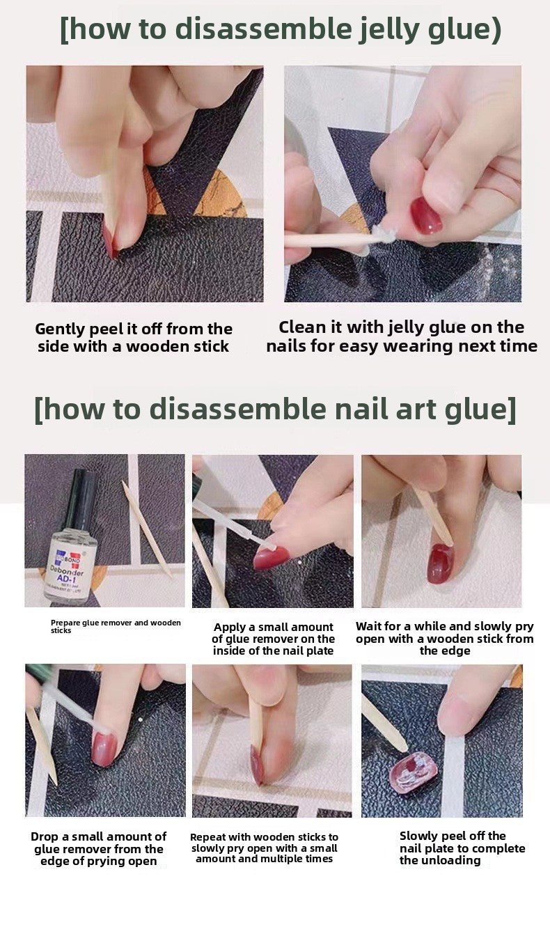 100% Handmade Press On Nail Art Clear Flower Carving Gradient French Ice Transparent High-end