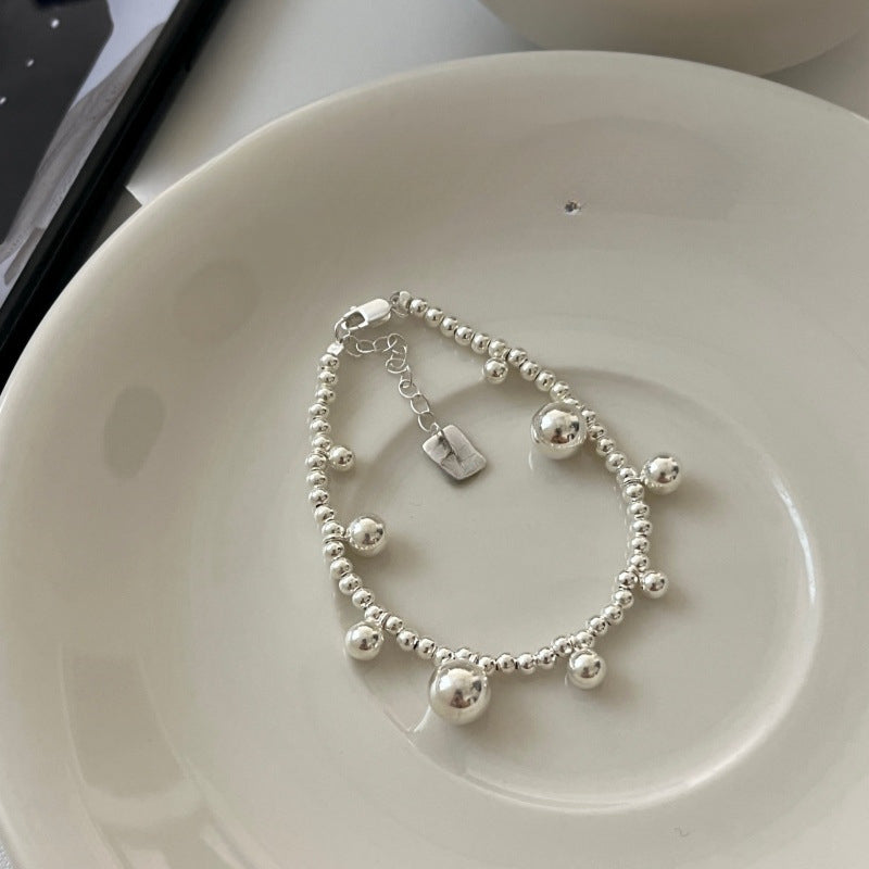 S925 Sterling Silver Round Bead Bracelet for Layering