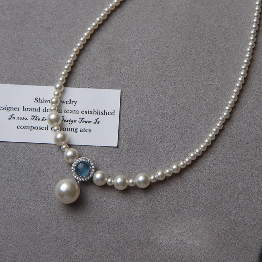 Aquamarine Shi Jia Pearl S925 Sterling Silver Necklace for Women