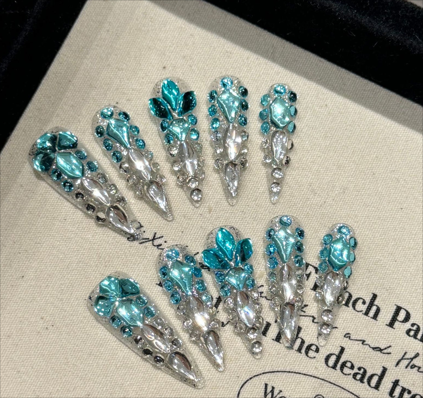 Light Luxury Full Diamond Burst Blue Underwater Pure Handmade Armor