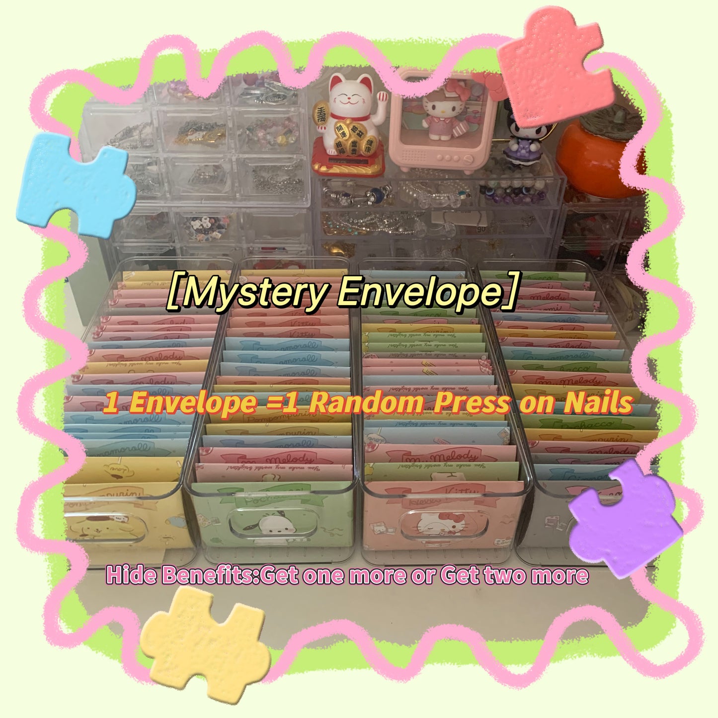 【MYSTERY ENVELOPE】100% Handmade Nails $5.99 Flash Sale 1 Envelop = 1 Random Press On Nail Set (10pcs)