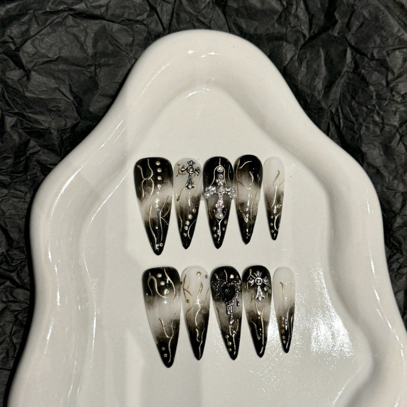 European and American Style Exaggerated Niche Abstract Heavy Industry Carved Handmade Nail Art