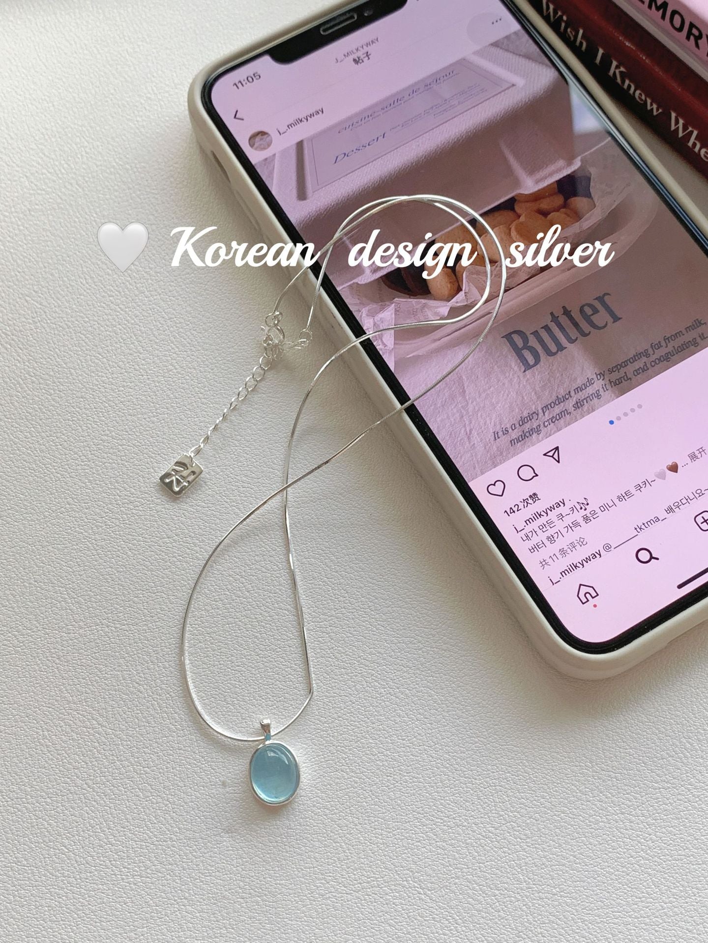 S925 Pure Silver AquamarineTreasure Necklace Pendant Snake Bone Chain Jewelry for Women