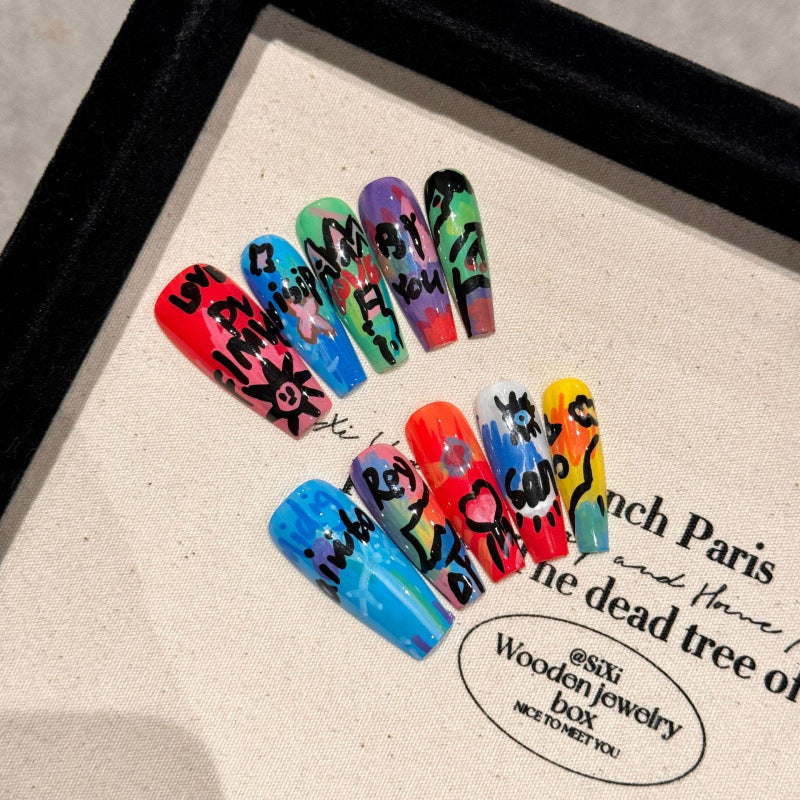 European and American Style Exaggerated Niche Abstract Heavy Industry Carved Handmade Nail Art