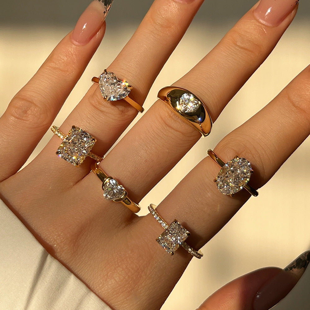 S925 Sterling Silver Ring with Female Design Sense, Super Sparkling Geometric Ice Flower Cut Zircon Ring