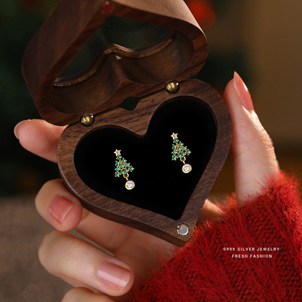 S999 Silver Christmas Tree Earnail Earrings