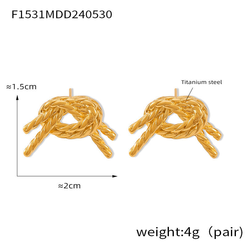 Bow Earrings and Earrings Made of Stainless Steel Plated with Real Gold
