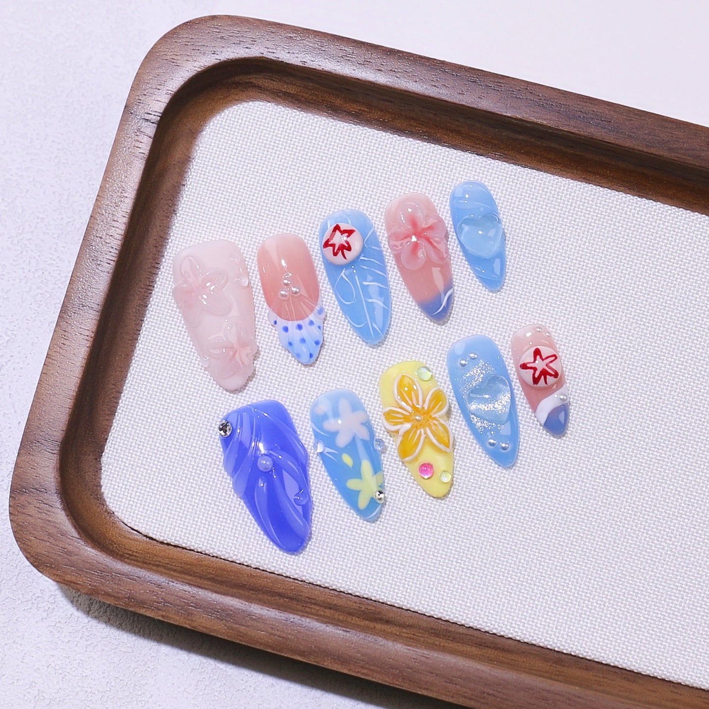 Handmade Medium To Long Almond Shell Gradient Three-dimensional Shell