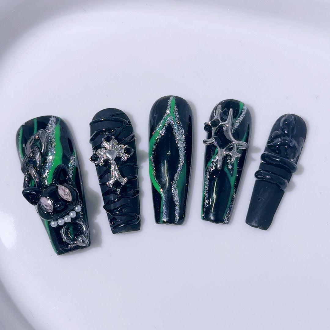 Harry Potter Slytherin Magical Style Mysterious Temperament Green Wearable Nail Art Detachable
