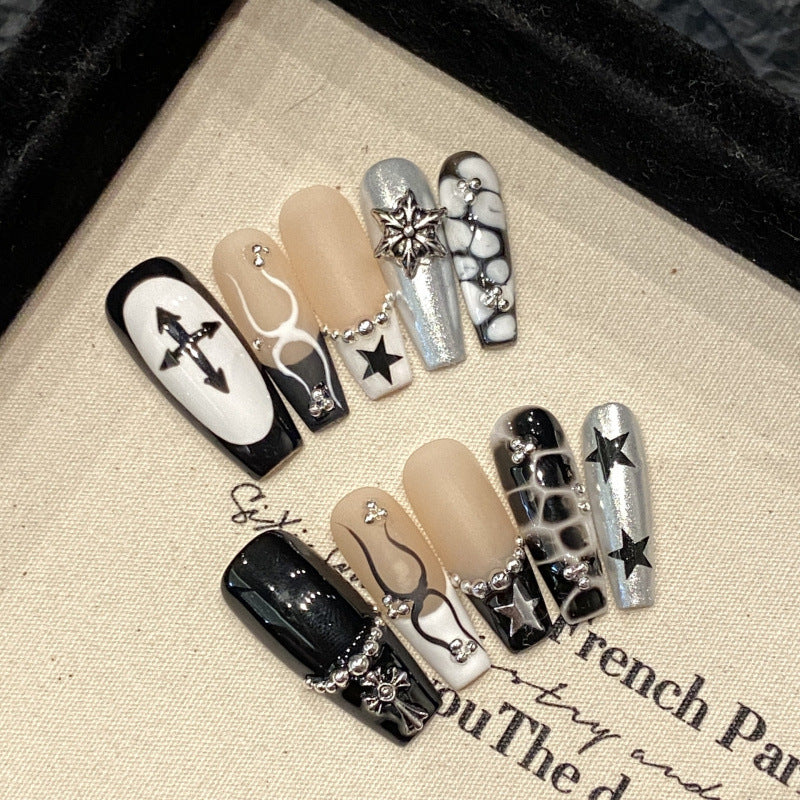European and American Style Exaggerated Niche Abstract Heavy Industry Carved Handmade Nail Art