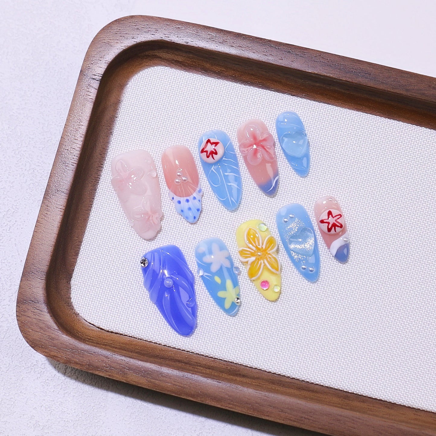 Handmade Medium To Long Almond Shell Gradient Three-dimensional Shell