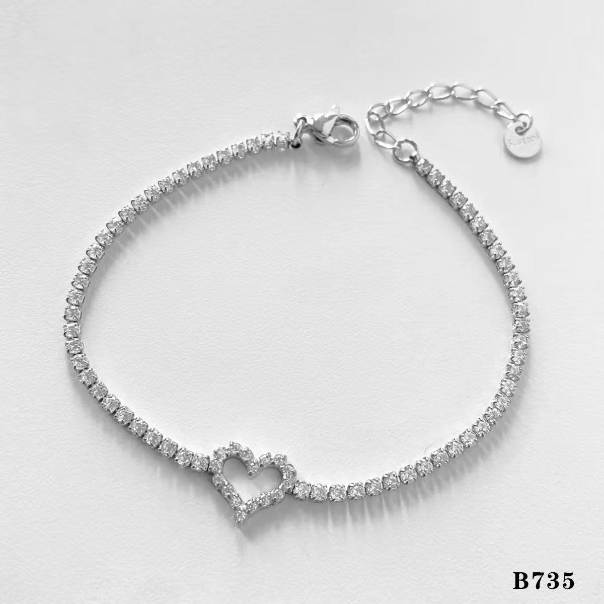 Stackable Irregular Textured Heart-shaped Bracelet Set Made of Stainless Steel Vacuum Plated Bracelet