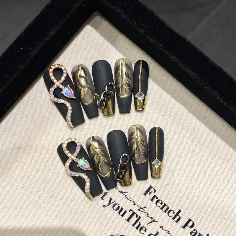 European and American Style Exaggerated Niche Abstract Heavy Industry Carved Handmade Nail Art