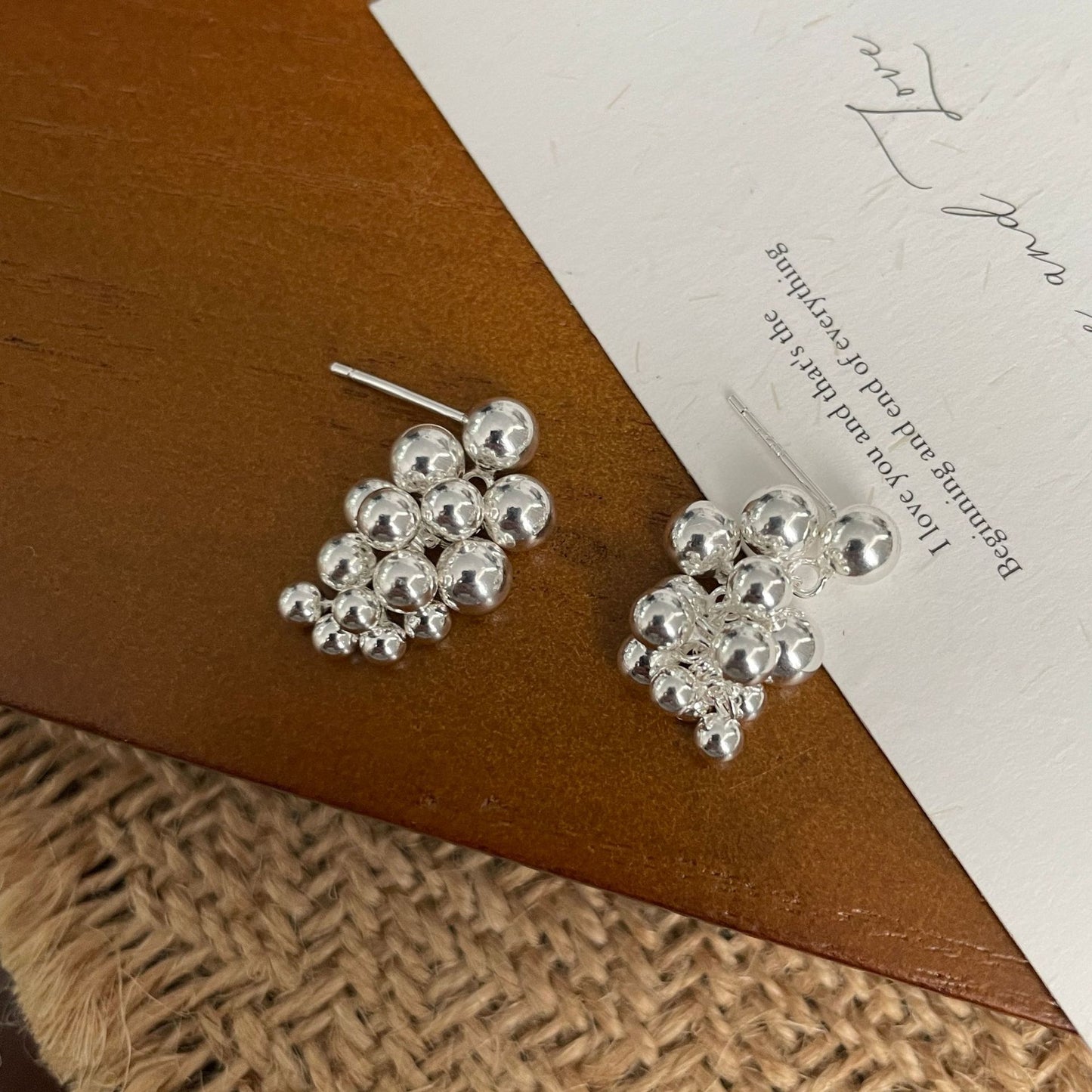 S925 Sterling Silver Vintage Grape Earrings Fashionable Earrings
