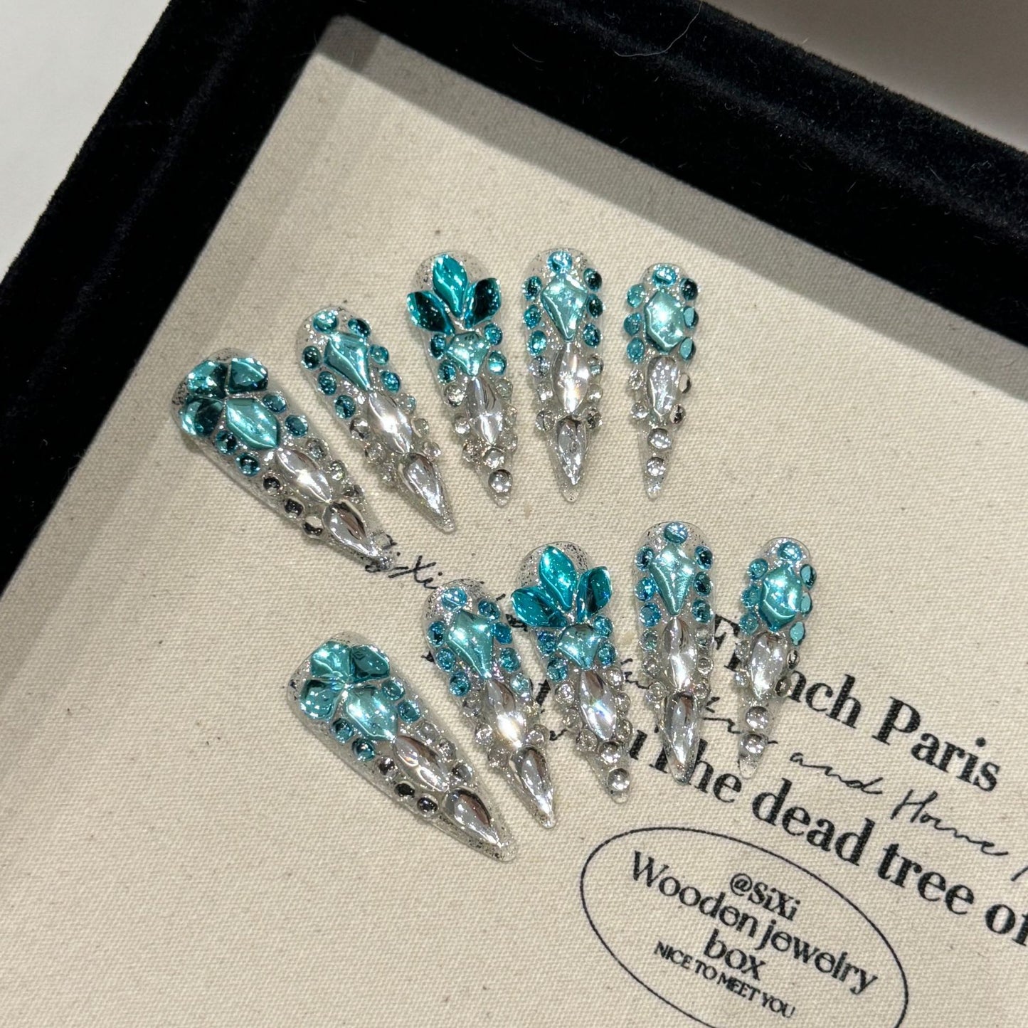 Light Luxury Full Diamond Burst Blue Underwater Pure Handmade Armor