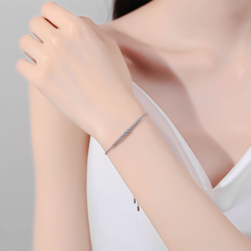 S925 Sterling Silver All Moissanite Champagne Gold Bracelet for Women
