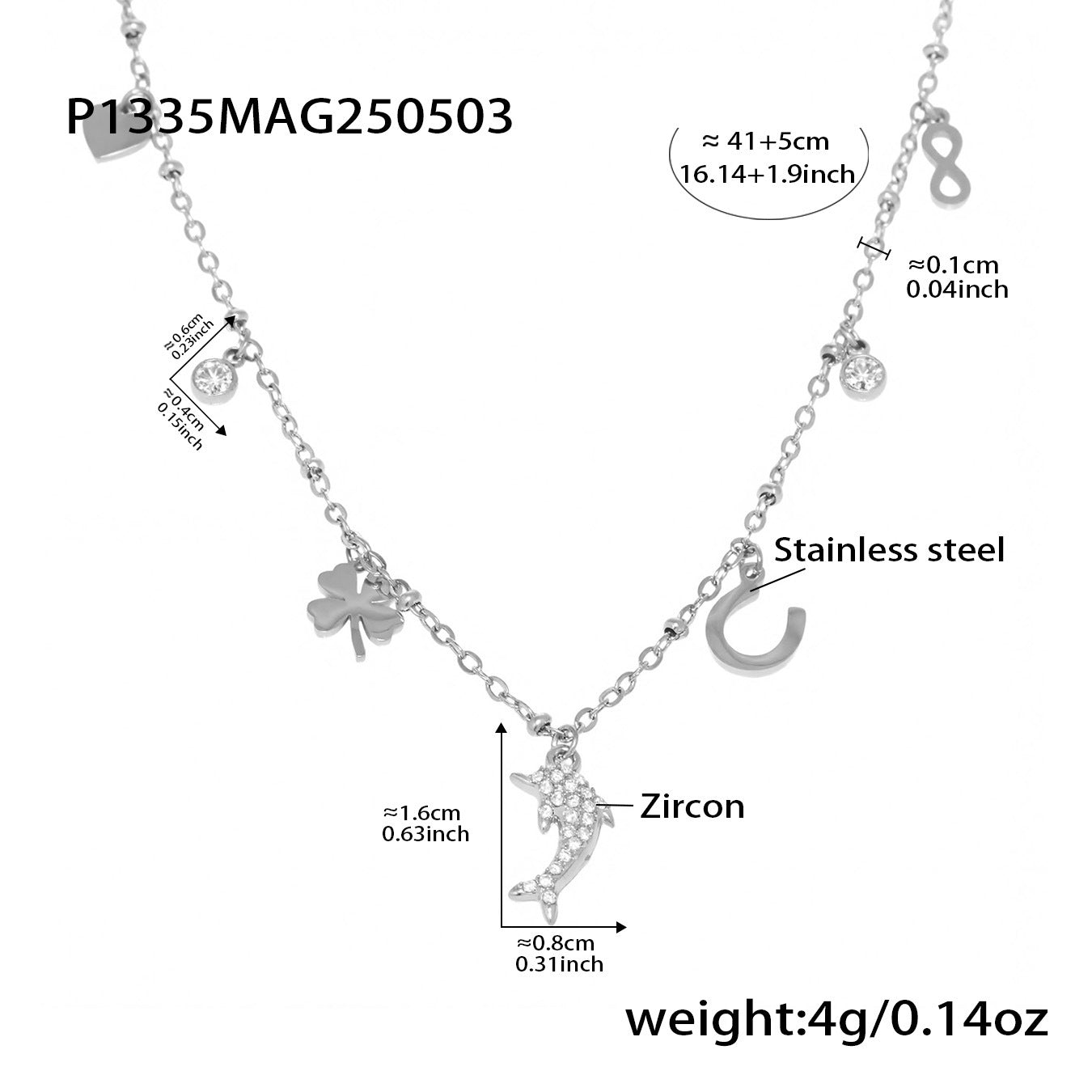 Stainless Steel 5A Zircon Dolphin Collarbone Chain Necklace Jewelry