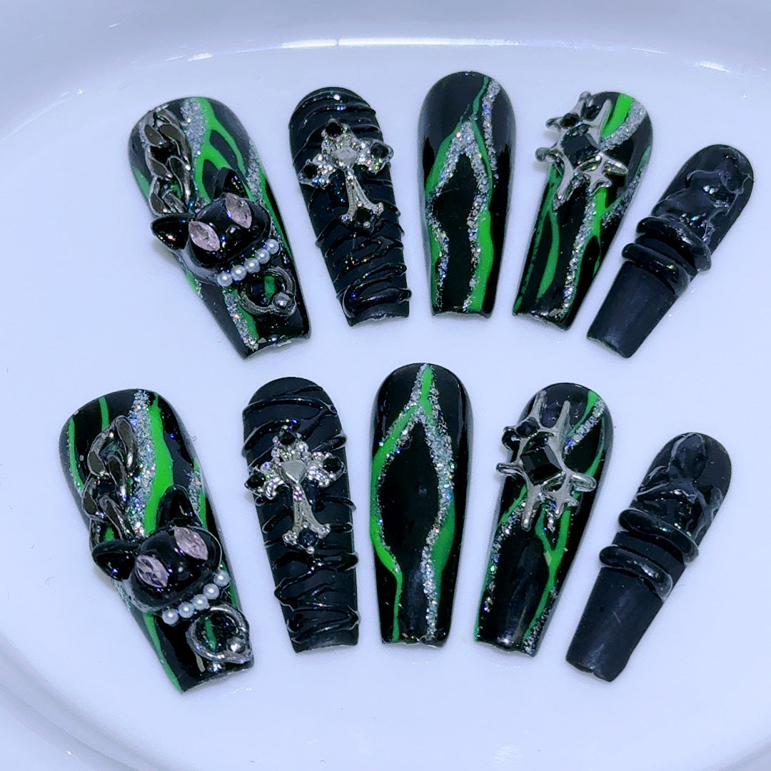 Harry Potter Slytherin Magical Style Mysterious Temperament Green Wearable Nail Art Detachable