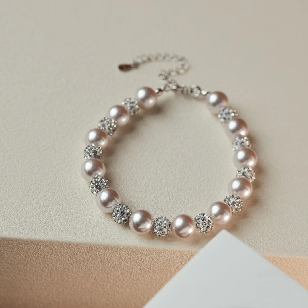 925 Silver Bracelet, Artificial Pearl Bracelet for Women