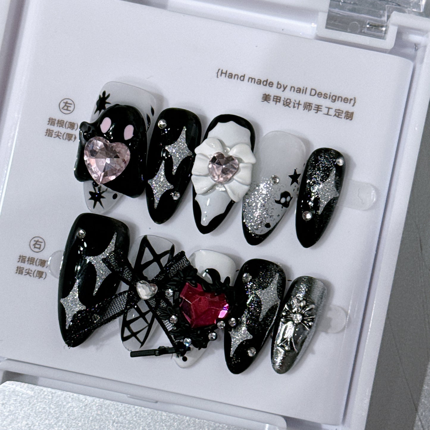 Handmade Wearing Armor Hot Girl Dark Style Drifting Detachable Fake Nail Art