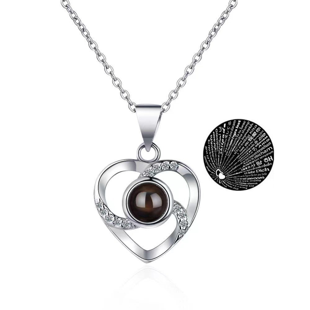Apple Rose Jewelry Box Heart Shaped Necklace Love Pendant Valentine's Day Christmas Gift