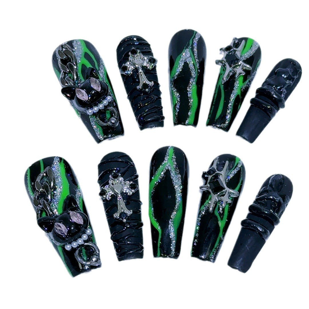 Harry Potter Slytherin Magical Style Mysterious Temperament Green Wearable Nail Art Detachable