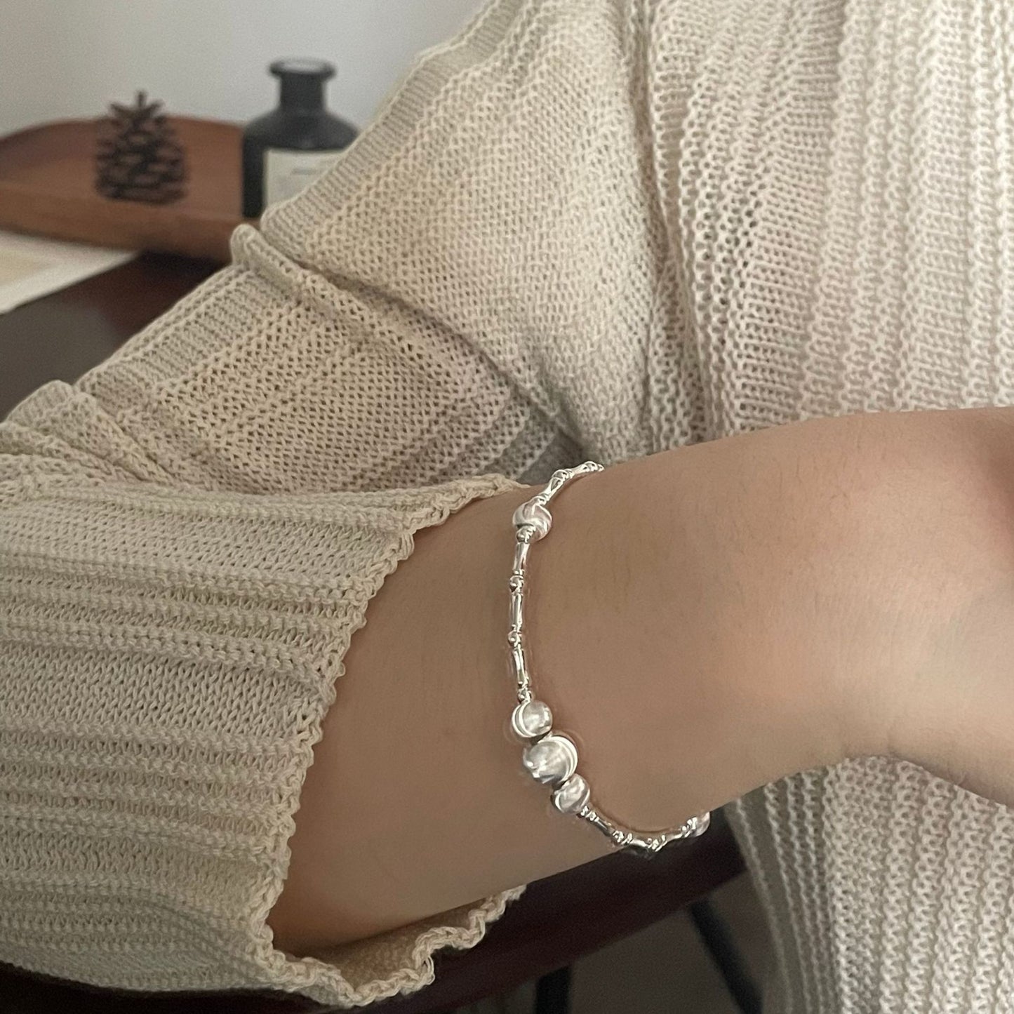 S925 Sterling Silver Cat Eye Bracelet Vintage Accessory