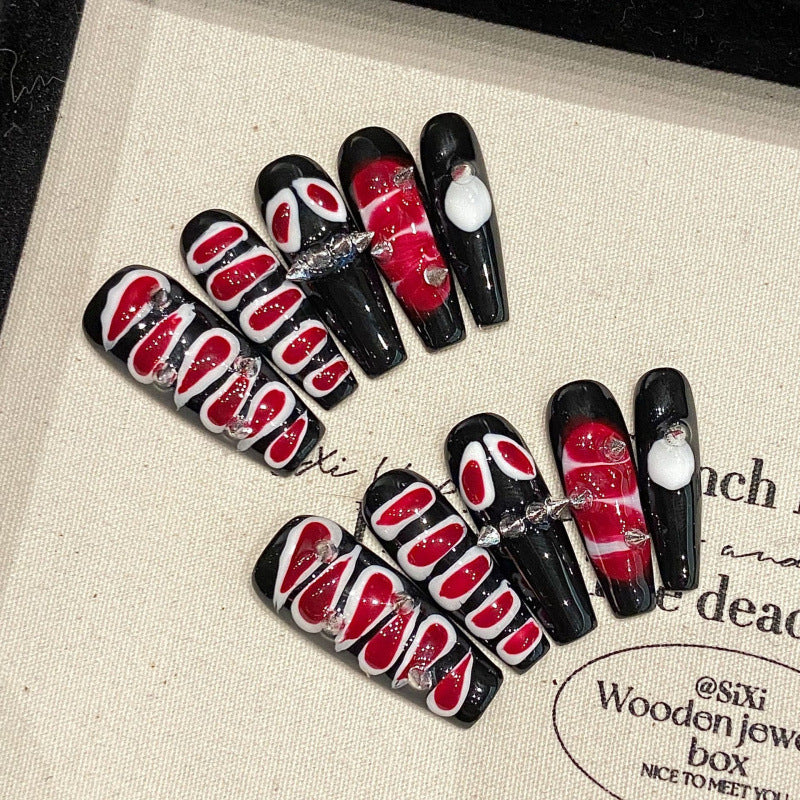 European and American Style Exaggerated Niche Abstract Heavy Industry Carved Handmade Nail Art