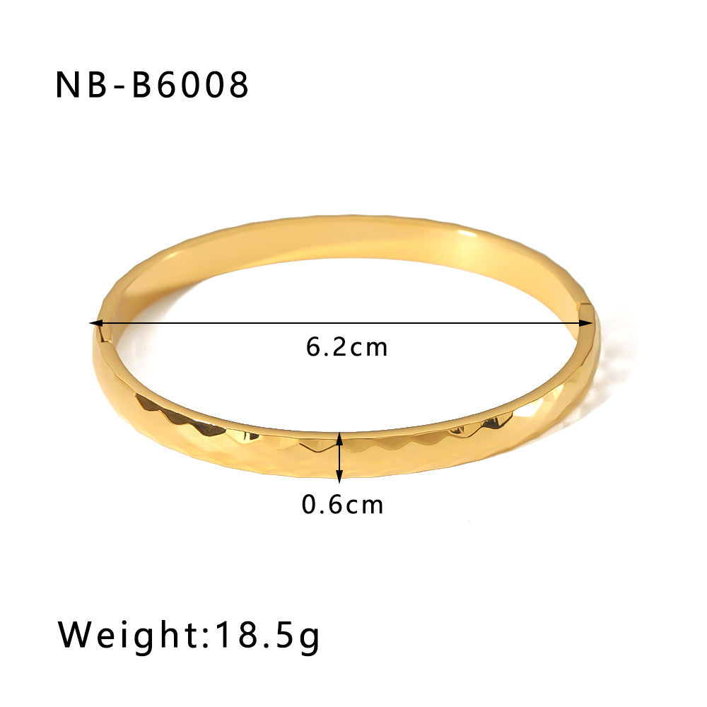 Zircon Bracelet with Roman Numerals, Diamond Pattern, Five-pointed Star, Stainless Steel Plated with Real Gold Jewelry