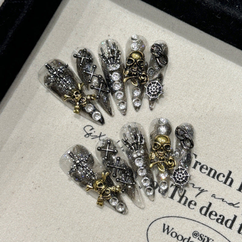 European and American Style Exaggerated Niche Abstract Heavy Industry Carved Handmade Nail Art