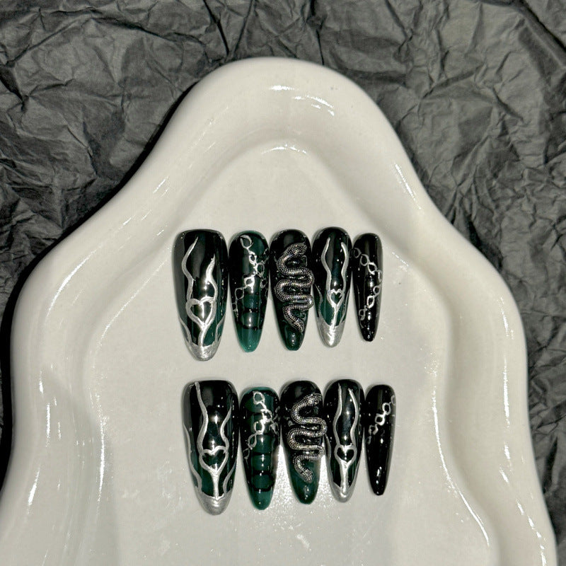 European and American Style Exaggerated Niche Abstract Heavy Industry Carved Handmade Nail Art