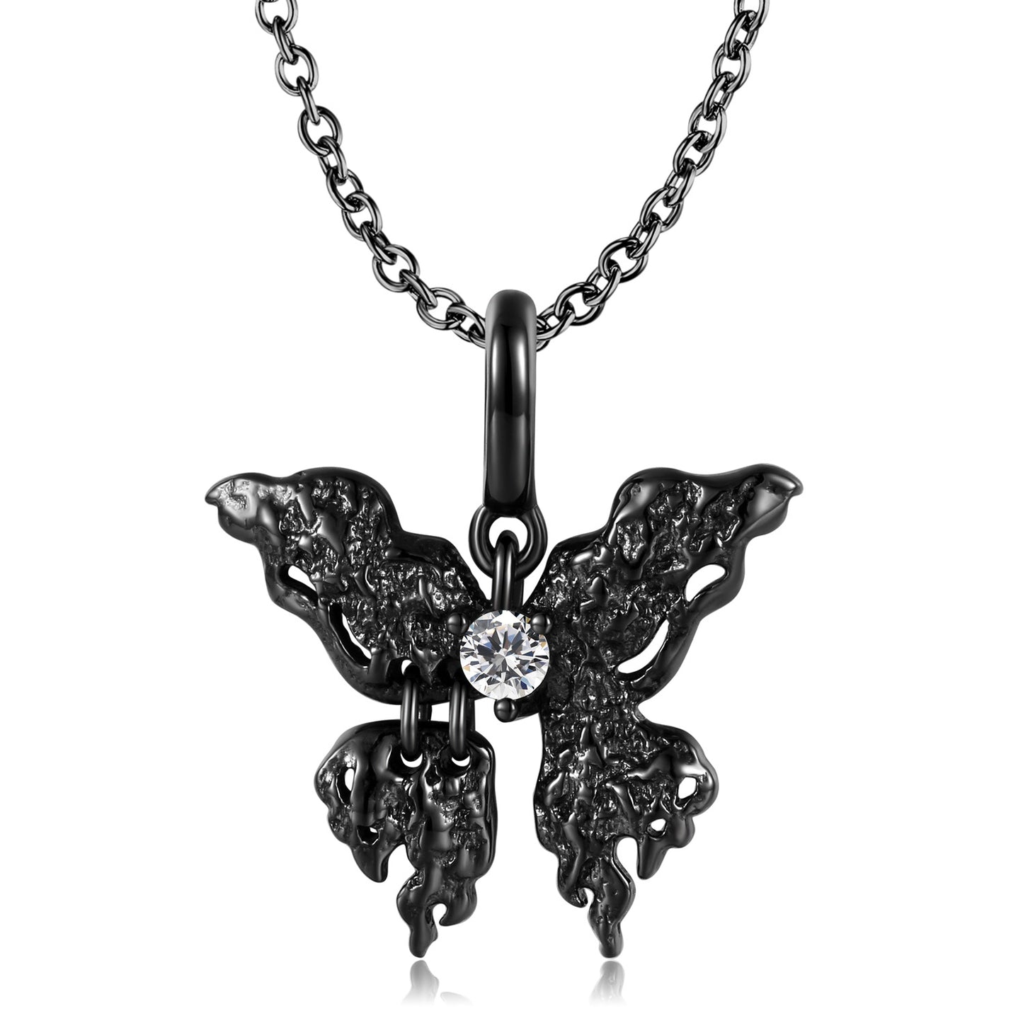 S925 Sterling Silver Necklace with Electroplated Black Gold Zircon and Dark Style Accessories