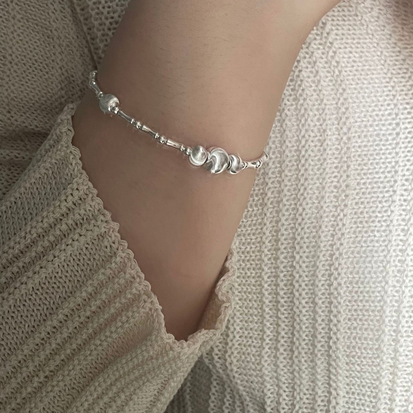 S925 Sterling Silver Cat Eye Bracelet Vintage Accessory