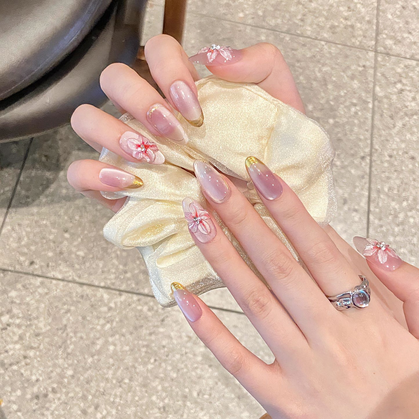 100% Handmade Press On Nails Armor Wearing Cat Eye Gradient 2150