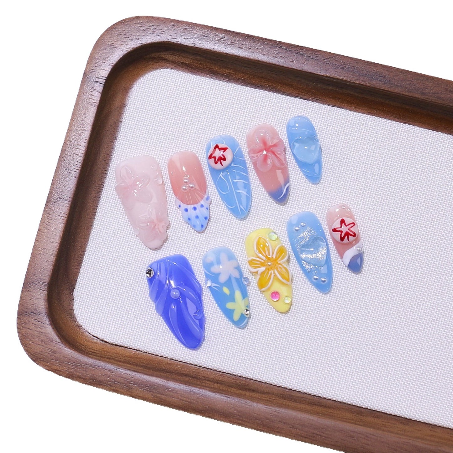 Handmade Medium To Long Almond Shell Gradient Three-dimensional Shell