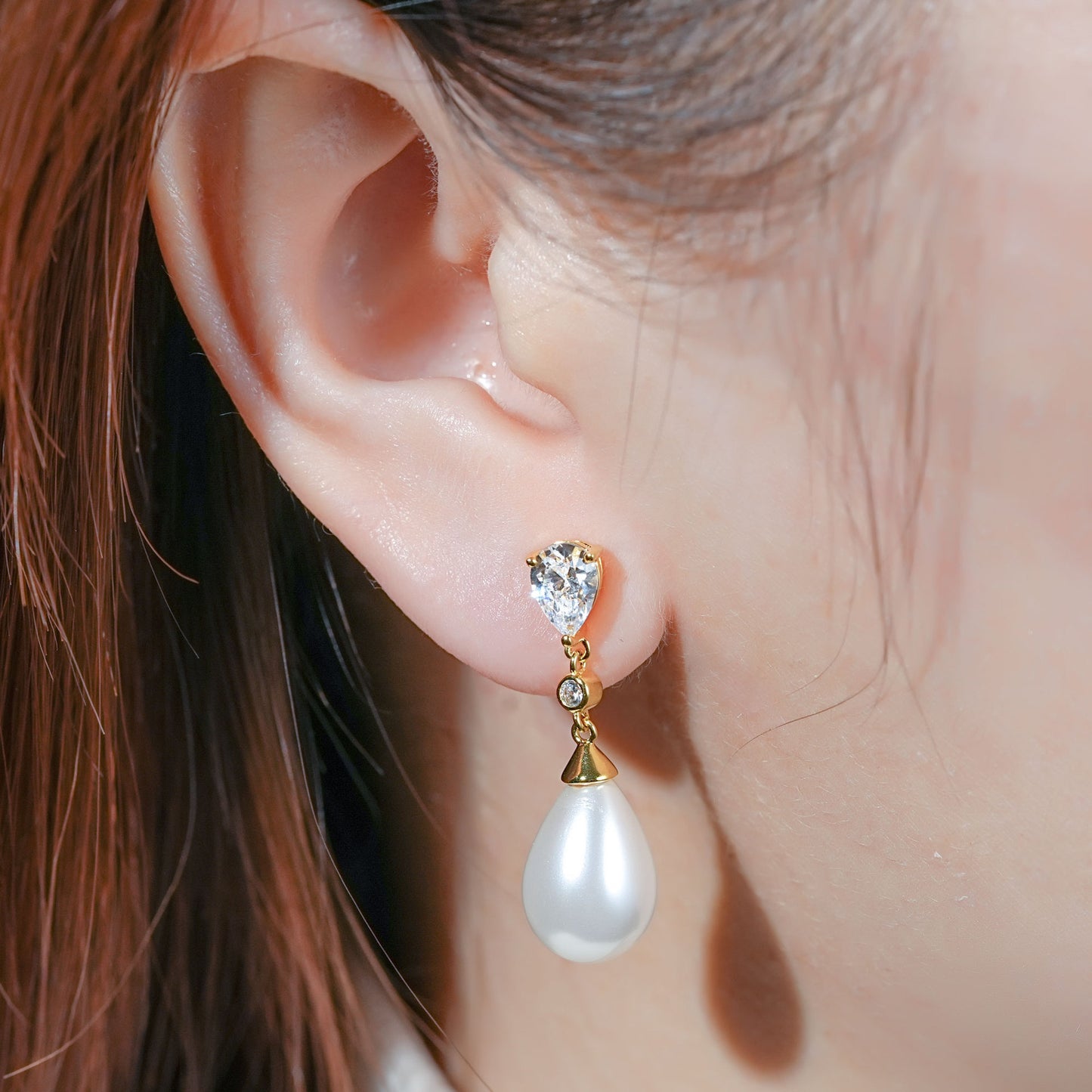 French Vintage Teardrop-Shaped Pearl Earrings, S925 Sterling Silver Earrings