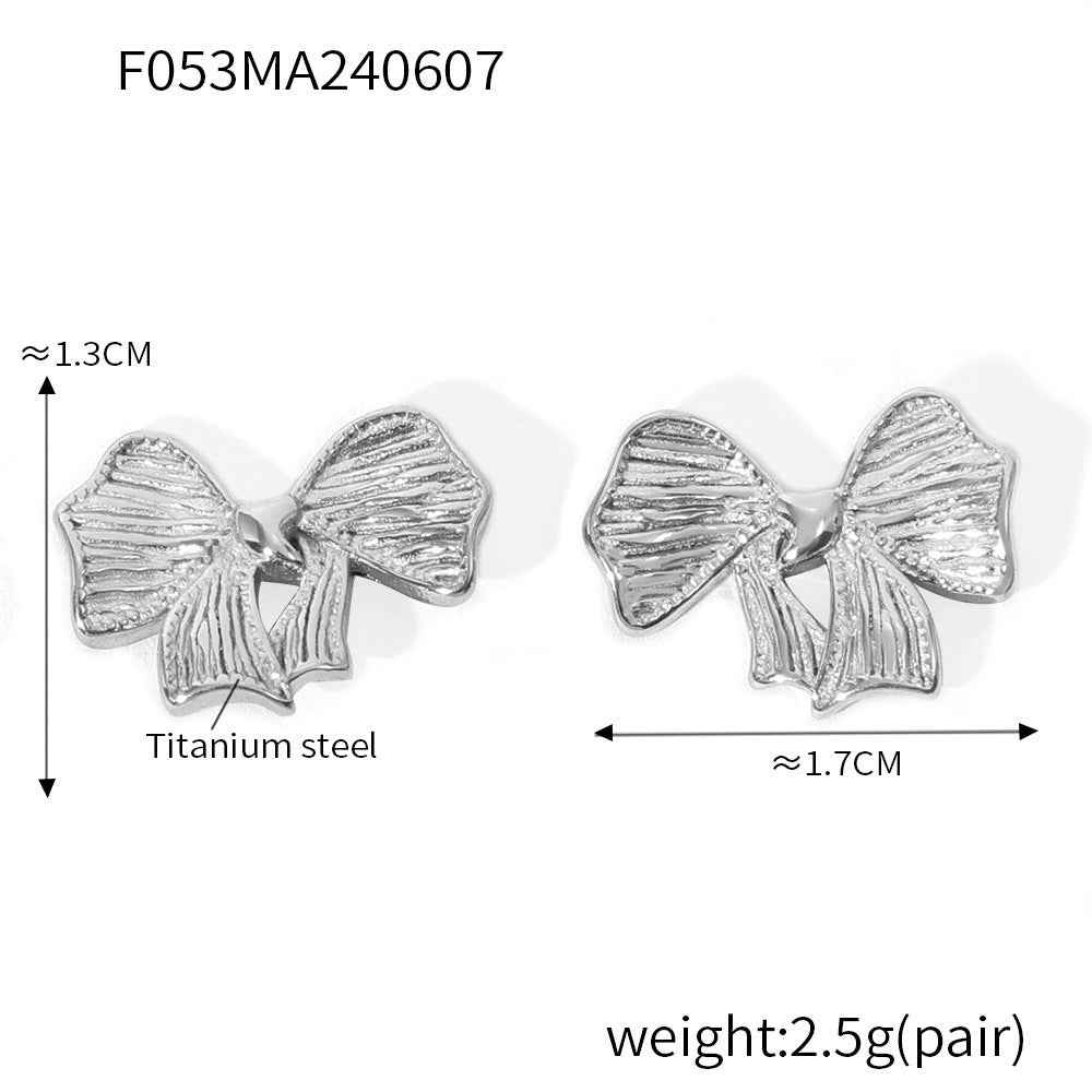 Bow Earrings and Earrings Made of Stainless Steel Plated with Real Gold