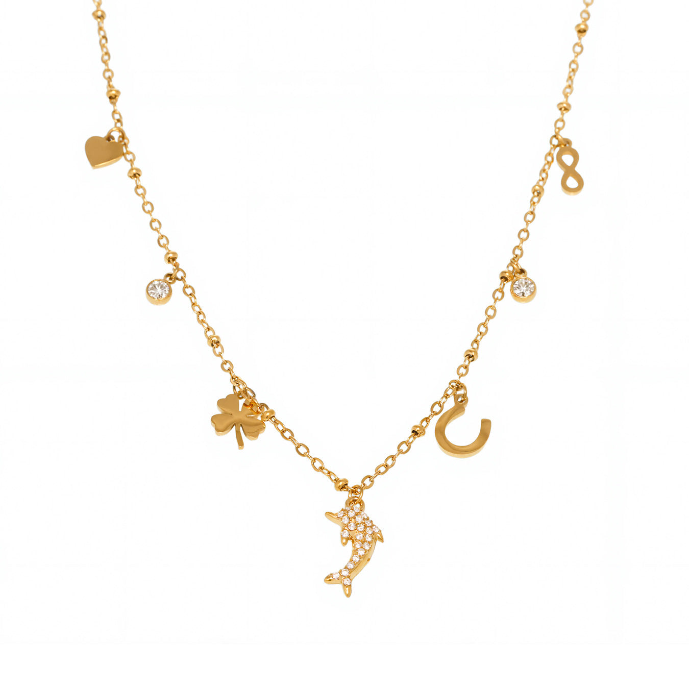 Stainless Steel 5A Zircon Dolphin Collarbone Chain Necklace Jewelry