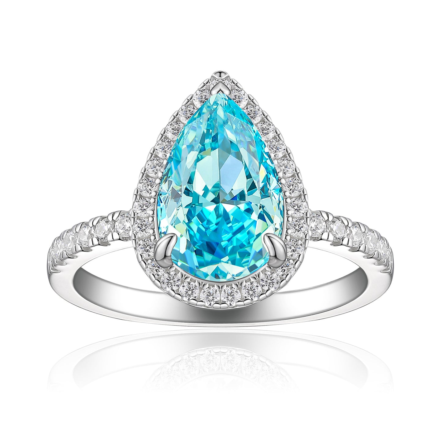 S925 Sterling Silver 8 * 12 Droplet Shaped High Carbon Diamond Ring with A Luxurious and Luxurious Feel, Featuring Fireworks and Ice Flower Cut 8A Zircon Silver Ring