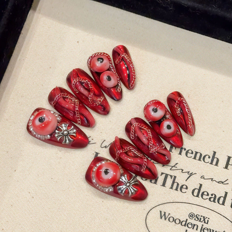 European and American Style Exaggerated Niche Abstract Heavy Industry Carved Handmade Nail Art