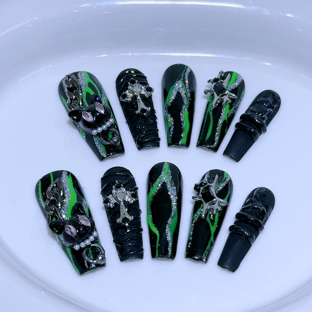 Harry Potter Slytherin Magical Style Mysterious Temperament Green Wearable Nail Art Detachable