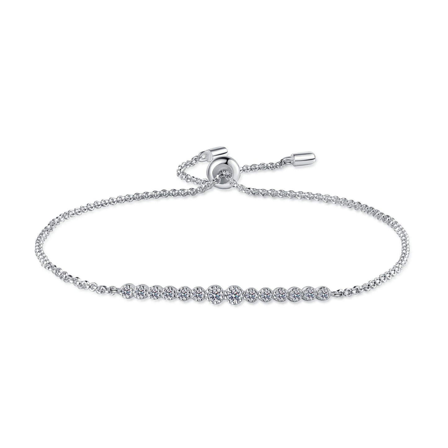 S925 Sterling Silver All Moissanite Champagne Gold Bracelet for Women