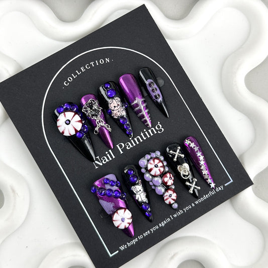 Halloween Style Flamboyant, Handmade Wearable Nail Patches with A High-end Feel, Pure Handmade Nail Art