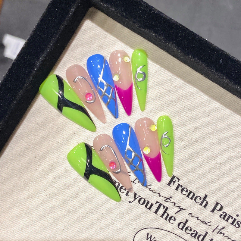 European and American Style Exaggerated Niche Abstract Heavy Industry Carved Handmade Nail Art