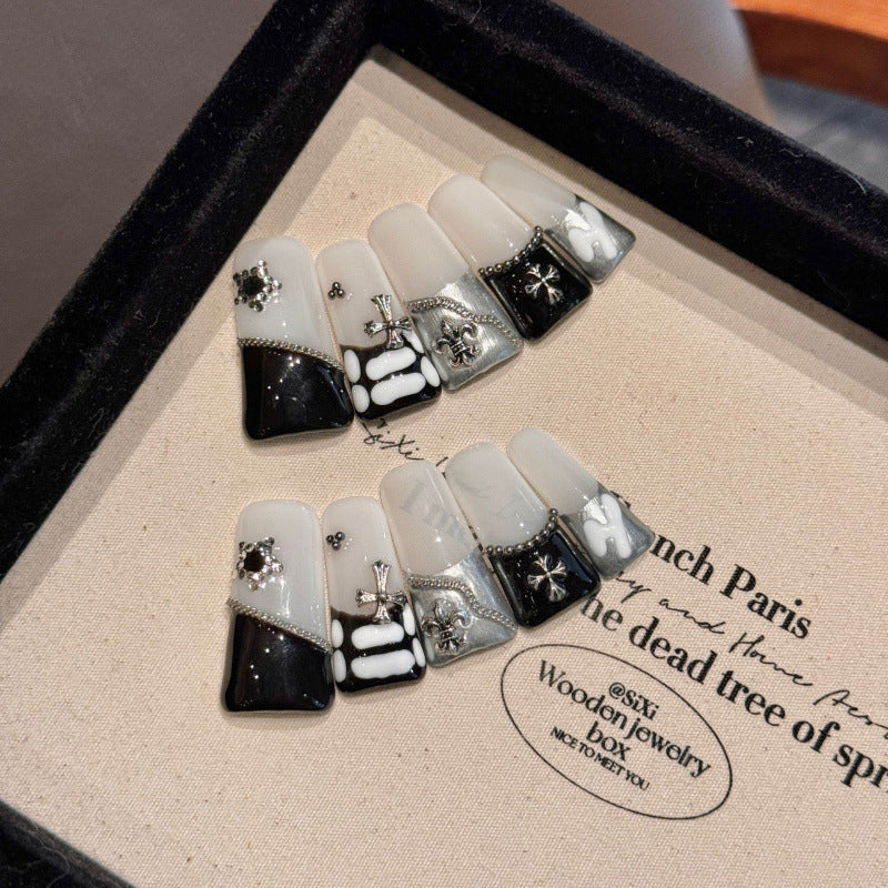 European and American Style Exaggerated Niche Abstract Heavy Industry Carved Handmade Nail Art