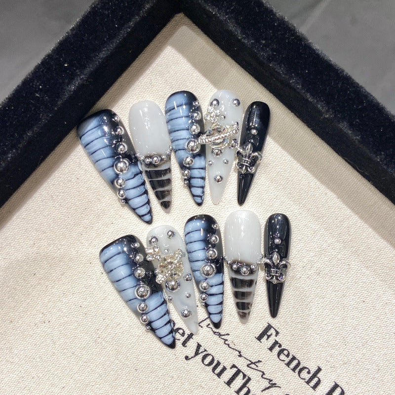 European and American Style Exaggerated Niche Abstract Heavy Industry Carved Handmade Nail Art