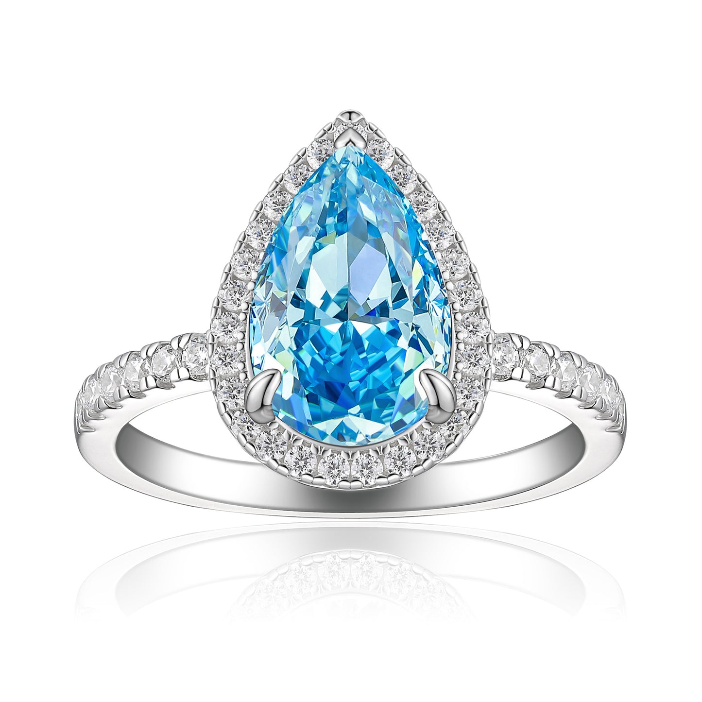 S925 Sterling Silver 8 * 12 Droplet Shaped High Carbon Diamond Ring with A Luxurious and Luxurious Feel, Featuring Fireworks and Ice Flower Cut 8A Zircon Silver Ring