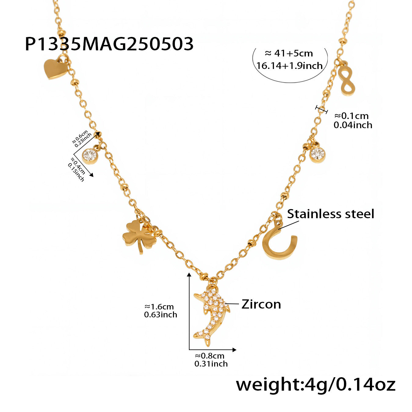 Stainless Steel 5A Zircon Dolphin Collarbone Chain Necklace Jewelry