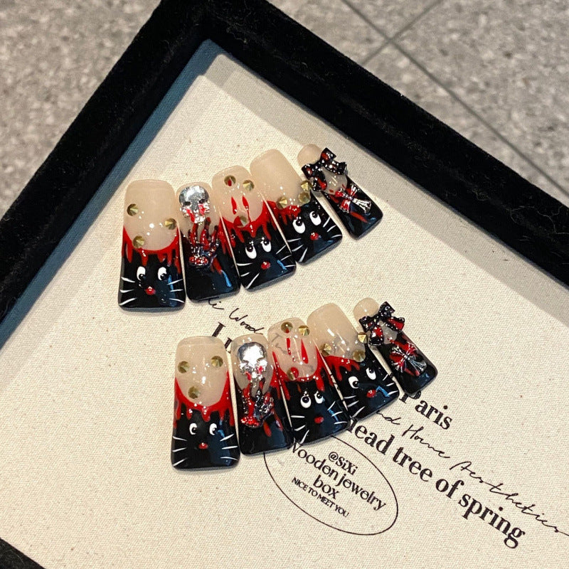 European and American Style Exaggerated Niche Abstract Heavy Industry Carved Handmade Nail Art