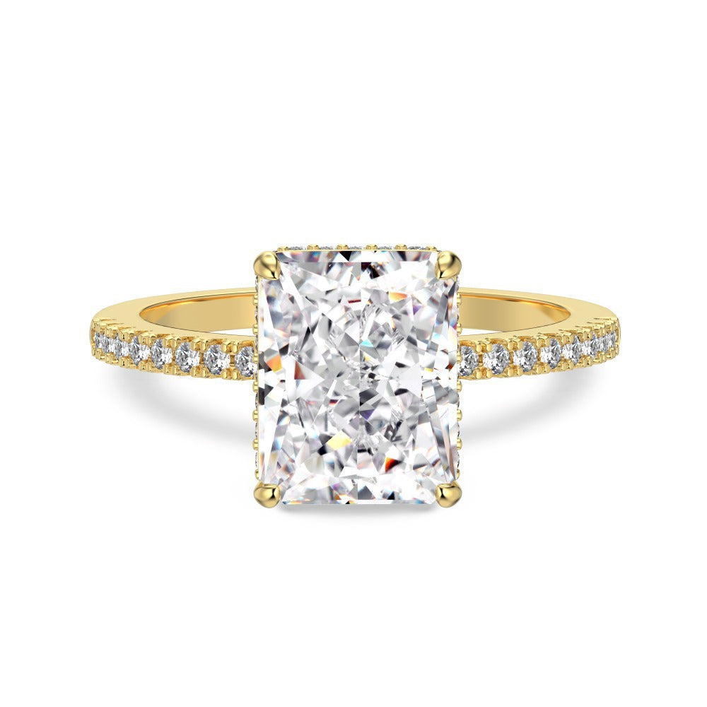 S925 Sterling Silver Ring with Female Design Sense, Super Sparkling Geometric Ice Flower Cut Zircon Ring